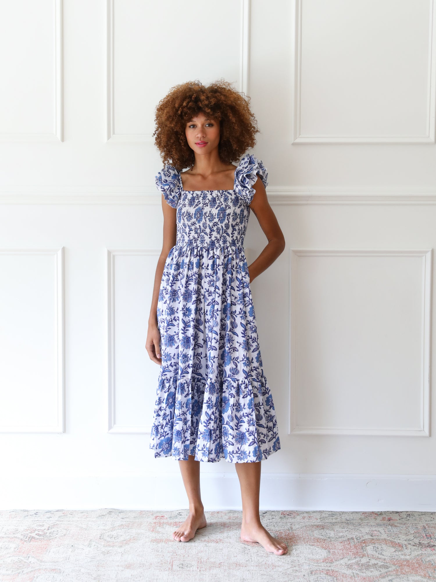 MILLE Clothing Olympia Dress in Blue Floral
