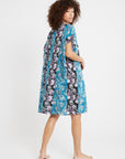 MILLE Clothing One Size Playa Caftan in French Blue Patchwork