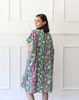 MILLE Clothing One Size Playa Caftan in Purple Rose Patchwork