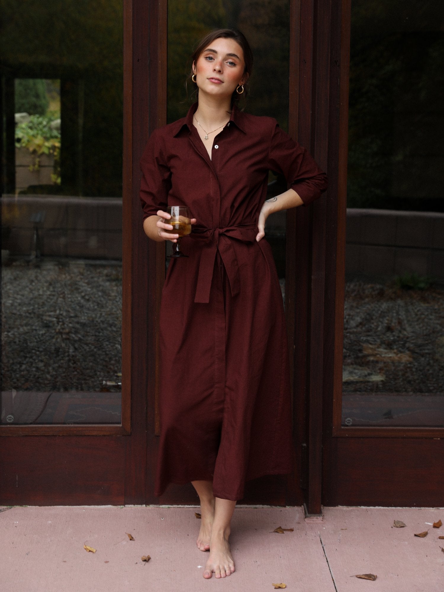 MILLE Clothing Stella Shirt Dress in Mahogany