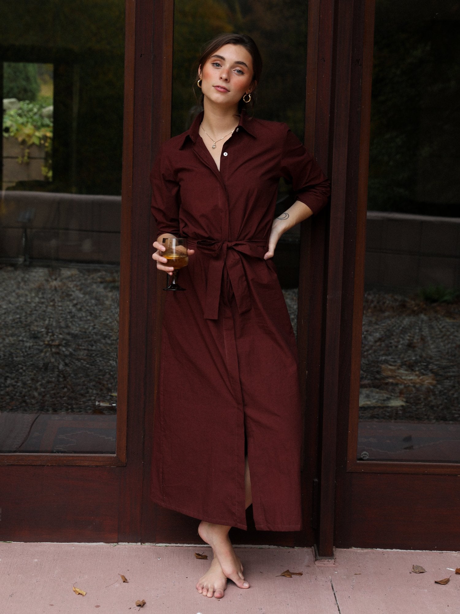 MILLE Clothing Stella Shirt Dress in Mahogany