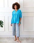 MILLE Clothing Thalia Top in Aqua Linen