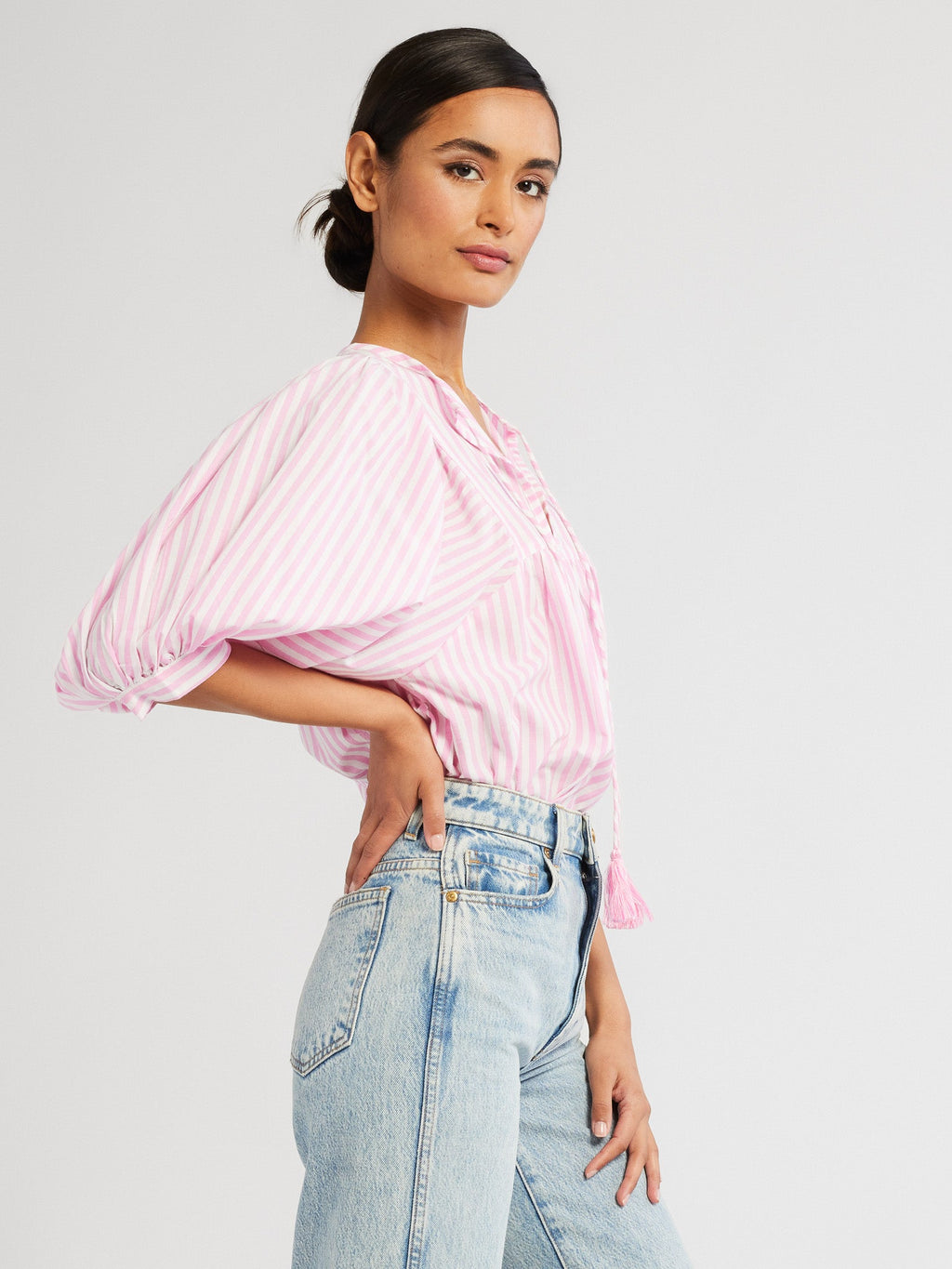 Thalia Top In Bubblegum Stripe – Mille