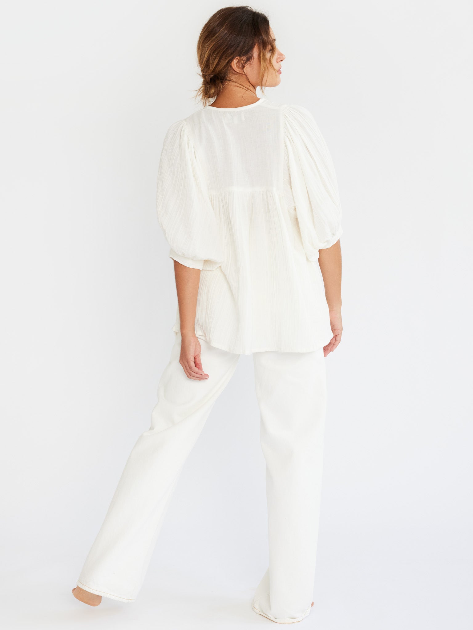 MILLE Clothing Thalia Top in Pearl Double Gauze