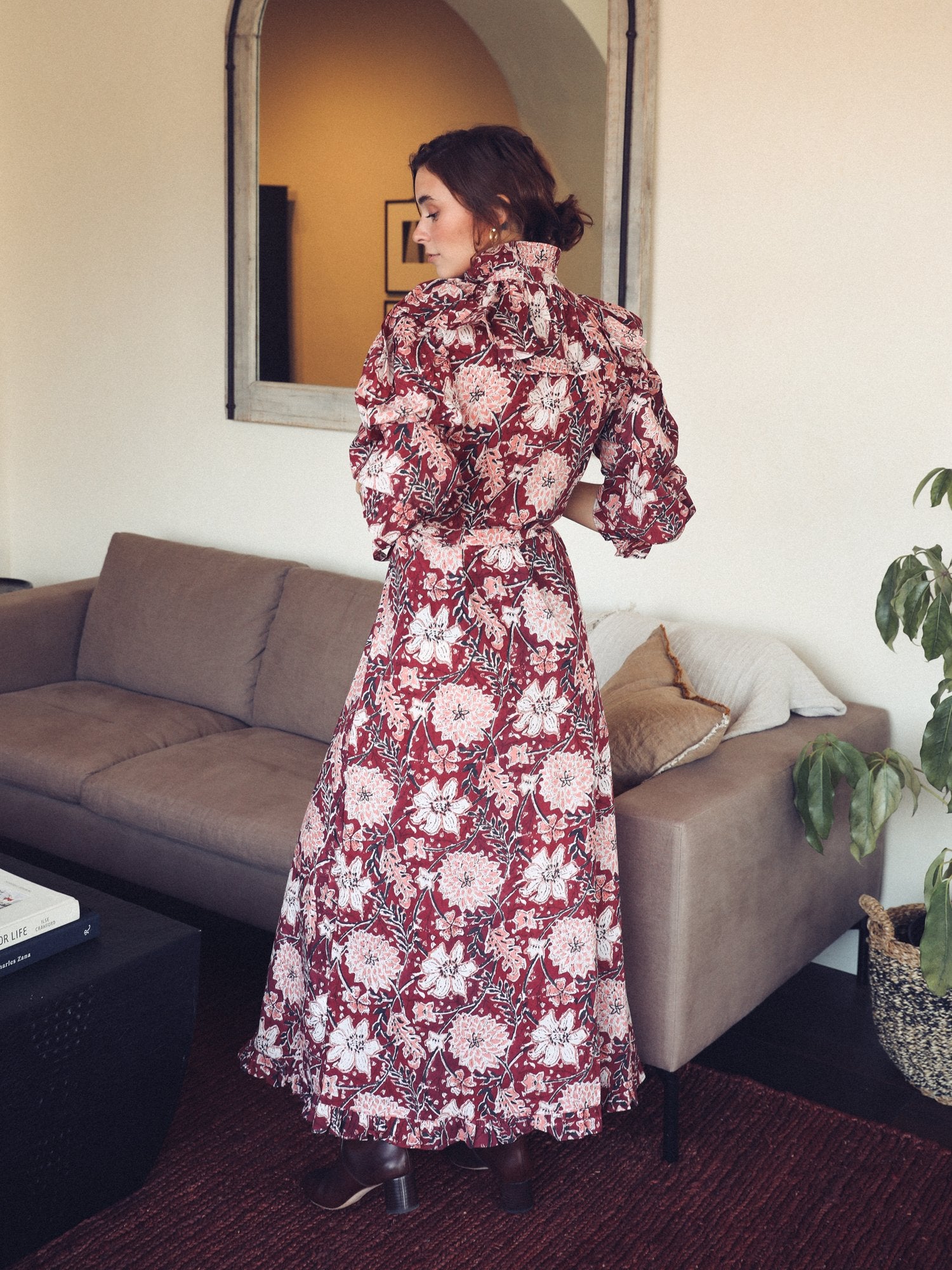 MILLE Clothing Vivien Dress in Claret Bloom